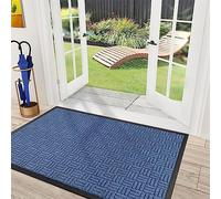 Mibao Paillasson d'extérieur - Grand Tapis d'extérieur imperméable - Envers en Caoutchouc - 91,4 x 152,4 cm - Bleu - pour grattoir à Chaussures - Idéal pour l'intérieur et l'extérieur