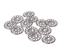 Mibo Lot de 12 boutons en métal moulé sous pression en zinc 2 trous Design filigrane perforé 28 L (18 mm) Nickel