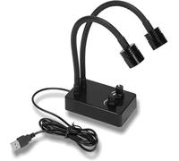 MiBoce Lab Microscope Illuminator Lamp, 2 * 3W LED Spot Light-Positive White Light, with Dual Gooseneck, Stepless Brightness Adjustable, Color Temperature 6500K, for Stereo Microscope Accessories