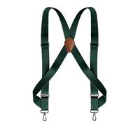MIBSH Bretelles Suspender Bretelles De Camionneur pour Hommes De Travail Robustes 3,5 Cm De Large X-Back avec 2 Crochets Latéraux Clips Élastiques Réglables Grand Pantalon Bretelles Vert Foncé