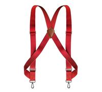 MIBSH Bretelles Suspender Bretelles De Camionneur pour Les Hommes Travaillent Lourds 3,5 Cm De Large X-Back avec 2 Crochets Latéraux Clips Réglable Élastique Grand Pantalon Bretelles Rouge