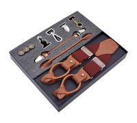 MIBSH Bretelles Suspender Hommes Vintage Bretelles en Cuir Clip Bouton Crochet Bretelles Pantalon Élastique Réglable Bretelles Bretelles Vinered