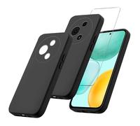 MIBZOR 2 en 1 Coque Compatible avec TCL 605 / TCL 60 SE (6.67"), 1 Housse et 1 Pièces Verre trempé écran Film Protecteur, Noir Souple Silicone Étui Bumper TPU Case Cover