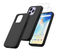 MIBZOR 3 en 1 Coque Compatible avec Oukitel C51 (6.8"), 1 Housse et 2 Pièces Verre trempé écran Film Protecteur, Noir Souple Silicone Étui Bumper TPU Case Cover