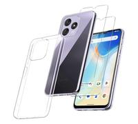 MIBZOR 3 en 1 Coque Compatible avec Oukitel C51 (6.8"), 1 Housse et 2 Pièces Verre trempé écran Film Protecteur, Transparent Souple Silicone Étui Bumper TPU Case Cover