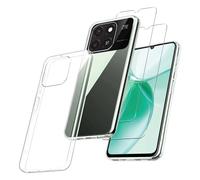 MIBZOR 3 en 1 Coque Compatible avec ZTE Blade A35 / ZTE Blade A55 (6.75"), 1 Housse et 2 Pièces Verre trempé écran Film Protecteur, Transparent Souple Silicone Étui Bumper TPU Case Cover