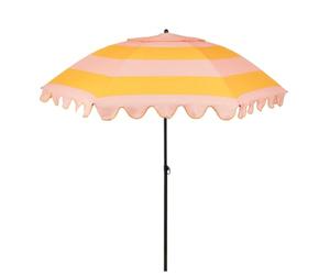 Mica Decoration Parasol inclinable avec motif à rayures, 238 x Ø 195 cm, protection solaire pour jardin ou balcon, polyester, acier, rose, orange