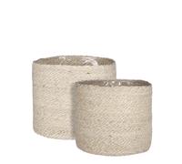 Mica Decorations Atlantic Panier à plantes - Lot de 2 - H26 x Ø30 cm - Crème