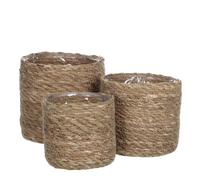 Mica Decorations Atlantic Panier à plantes - Lot de 3 - H16 x Ø16 cm - Jonc de m