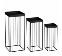 MICA Decorations Beth Table d’Appoint - Set de 3 - Petite Table Basse Set - Meuble - Petit Meuble - Fer - 30 x 30 x 70 cm - Noir