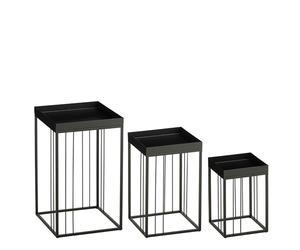 MICA Decorations Beth Table d’Appoint - Set de 3 - Petite Table Basse Set - Meuble - Petit Meuble - Fer - 30 x 30 x 50 cm - Noir