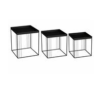 MICA Decorations Beth Table d’Appoint - Set de 3 - Petite Table Basse Set - Meuble - Petit Meuble - Fer - 45 x 45 x 52 cm - Noir