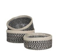 Mica Decorations Bonaparte Panier pour plantes - Lot de 3 - H13 x Ø30 cm - Jute - Noir
