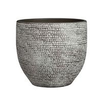 MICA Decorations Carrie Pot de Fleurs Terre Cuite Rond Gris foncé 26 x Ø 29 cm - Pot de Plante