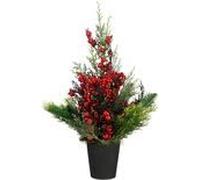 Mica Decorations Cèdre Sapin de Noël Artificiel en Pot - H 45 x Ø 18 cm - Rouge, Vert