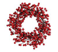 MICA Decorations Couronne de Noël Baies - Ø40 cm - Mousse - Rouge