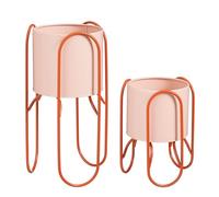 MICA Decorations Donau Pot Plante - Lot de 2 - Pot de Fleur Interieur pour Fleurs et Plantes Intérieur - Métal - Rose