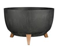 MICA Decorations Doppio Support Plante - 20,5 x Ø40 cm - Jardiniere Exterieur Grande Taille - Jardiniere sur Pieds - Plastique Recyclé - Noir
