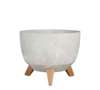 MICA Decorations Doppio Support pour Plantes 18,5 x Ø 29 cm Grand Pot de Fleurs pour extérieur Support de Fleurs pour Balcon Plastique recyclé Gris