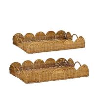 Mica Decorations Eleta Plateau - Lot de 2 - L50 x l35 x H8 cm - Rotin - Marron