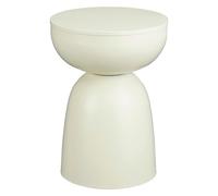 Mica Decorations Elliot Table d’Appoint Ronde H45 x Ø32 cm - Table Basse Compacte pour Salon ou Chambre - Table de Nuit Moderne en Métal Thermolaqué - Blanc Cassé