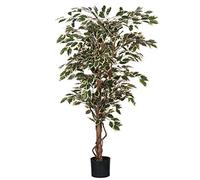 MICA Decorations Ficus Hawaii dans Pot en Plastique Plante Artificielle, Polyester, Vert, Multicolore, Polyester, Vert/Multicolore, 75 x 75 x 150 cm