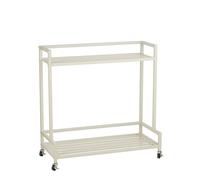 MICA Decorations Greenrax Étagère à plantes sur roulettes - Support pour plantes d'intérieur, plantes extérieures ou outils de jardin - 80 x 35 x 81 cm - Fer - Blanc cassé