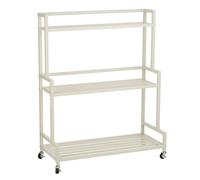 MICA Decorations Greenrax Meuble de Rangement sur Roulettes - Etagere Rangement pour Plantes Interieur, Plantes Exterieur ou Outils de Jardinage - 80 x 35 x 100 cm - Fer - Off-white