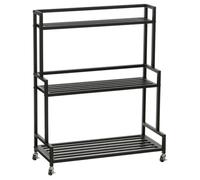 MICA Decorations Greenrax Meuble de Rangement sur Roulettes - Etagere Rangement pour Plantes Interieur, Plantes Exterieur ou Outils de Jardinage - 80 x 35 x 100 cm - Fer - Nero