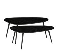 MICA Decorations Jailey Beistelltisch - 2er Set - L84 x B39 x H39 cm - Recyceltes Holz - Schwarz