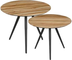 MICA Decorations Jailey Lot de 2 Tables d'appoint - H49 x Ø50 cm - Bois recyclé - Marron