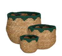 Mica Decorations Jorck Panier à plantes - Lot de 3 - H24 x Ø26 cm - Jonc de mer