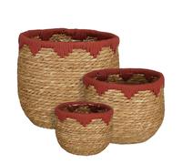 Mica Decorations Jorck Panier à plantes - Lot de 3 - H24 x Ø26 cm - Jonc de mer
