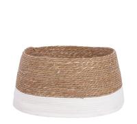 MICA Decorations Jupe de Sapin Noël, Couvre Pied Sapin Noël, Tapis de Neige Noel, Cache Pied Sapin - H26 x Ø58 cm - Jonc de mer - Blanc cassé