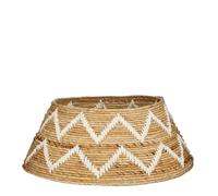 Mica Decorations Jupe de Sapin de Noël - H 25 x Ø 50 cm - Feuille de Banane - Marron, Blanc