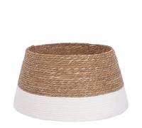 MICA Decorations Jupe de Sapin Noël, Couvre Pied Sapin Noël, Tapis de Neige Noel, Cache Pied Sapin - H26 x Ø50 cm - Jonc de mer - Blanc cassé