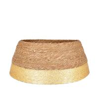 MICA Decorations Jupe de Sapin Noël, Couvre Pied Sapin Noël, Tapis de Neige Noel, Cache Pied Sapin - H26 x Ø58 cm - Jonc de mer - Doré