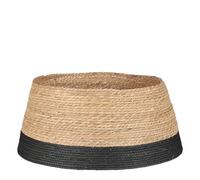 MICA Decorations Jupe de Sapin Noël, Couvre Pied Sapin Noël, Tapis de Neige Noel, Cache Pied Sapin - H26 x Ø58 cm - Jonc de mer - Noir