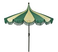 Mica Decorations Kim Parasol Rayé Avec Sac De Transport - Protection Solaire 238 X Ø235 Cm - Parasol Plage Jardin Ou Balcon - Polyester, Acier - Vert Foncé