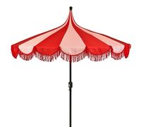 Mica Decorations Kim Parasol Rayé Avec Sac De Transport - Protection Solaire 238 X Ø235 Cm - Parasol Plage Jardin Ou Balcon - Polyester, Acier - Rouge Rouge