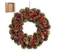 Mica Decorations Landon Couronne de Noël avec Pommes de pin - H 9 x Ø 45 cm - Marron