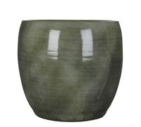 MICA Decorations Lester Pot de fleurs, en céramique, vert, H 35 x Ø 38 cm