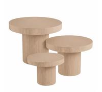 MICA Decorations Lux Table Basse Salon - Set de 3 - Meuble - Métal - 55 x 70 cm - Marron Clair