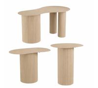 MICA Decorations Lux Table Basse Salon - Set de 3 - Meuble - Métal - 80 x 43 x 40 cm - Marron Clair