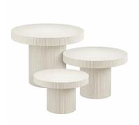 MICA Decorations Lux Table Basse Salon - Set de 3 - Meuble - Métal - 80 x 43 x 40 cm - Off White