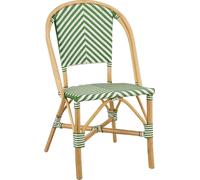 Mica Decorations Mandox Chaise de bistrot - L51 x l57 x H90 cm - Rotin - Vert foncé, Blanc