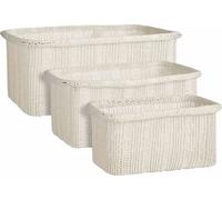 Mica Decorations Panier Danfield - 43x31x19 cm - Coton recyclé - Blanc - Set de 3
