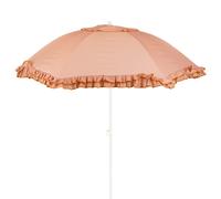 MICA Decorations Parasol Inclinable avec Volants - Protection Solaire 238 x Ø195 cm - Parasol Plage Jardin ou Balcon - Polyester, Acier - Pêche