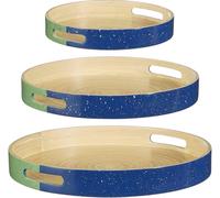Mica Decorations Plateau Mirian - 40x40x5 cm - Bambou - Vert clair - Set de 3