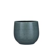 MICA Decorations Pot de Fleurs Gabriel Rond Bleu - Dimensions extérieures - H 20 x Ø 25 cm - Diamètre intérieur 19,5 cm - Cache-Pot Fait Main 1018690 - Taille Unique